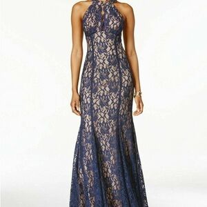 Chic Navy Lace Maxi Dress